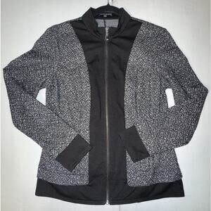 Fashion Bug Women Small Full Zip Jacquard Tweed Knit Jacket Workwear Office Chic